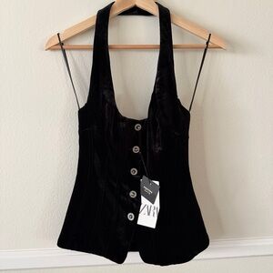 ZARA Black Velvet Halter Corset